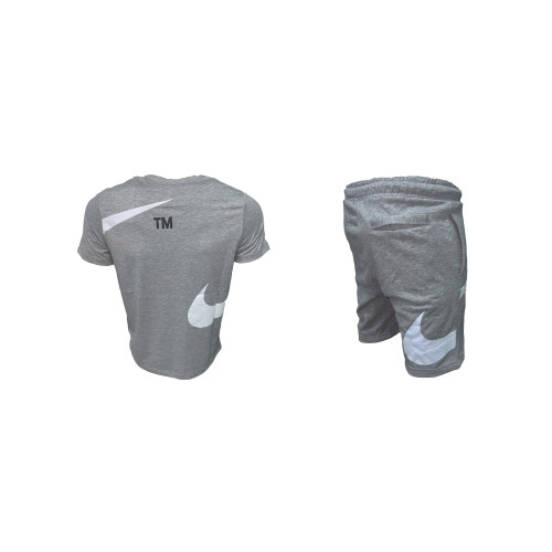 Мъжки къс спортен екип Nike Swoosh  Shorts + T-shirt White Light Grey